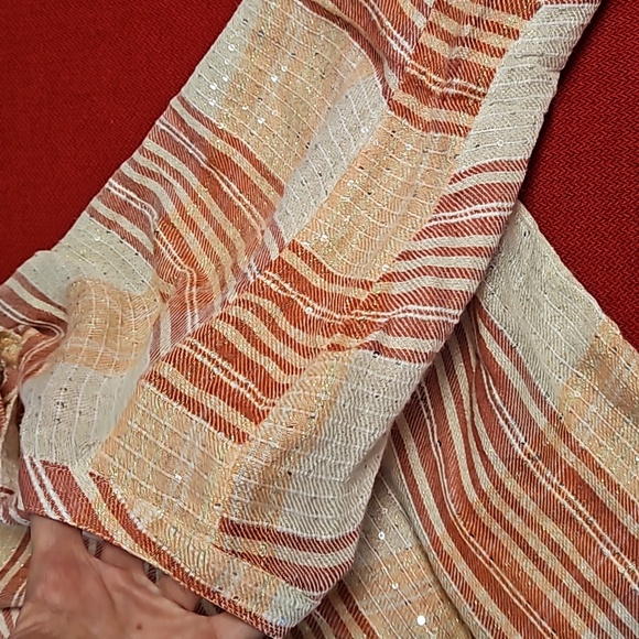 SIMPLY EMMA red pink white plaid silver thread sequin accent button down 3X - Picture 9 of 10